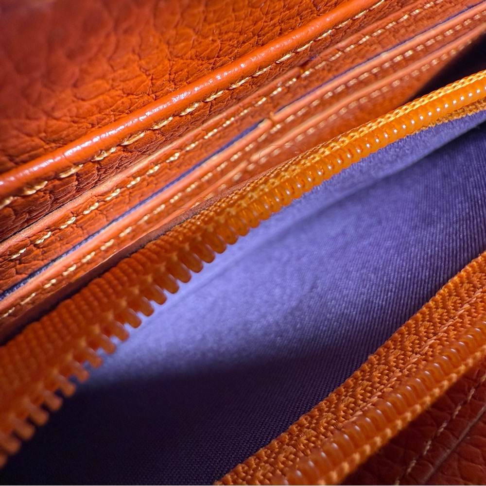 Neiman Marcus Orange Leather Double Zip 12 Card Wallet NWOT - Picture 6 of 8
